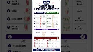 Injection Sites & Vaccine Sites in One Shot 💉 | Nursing Officer Exam | NORCET PYQ #shorts