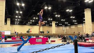 Women’s gymnastics, Level 8 beam routine, Alamo Classic meet, Jan 2026