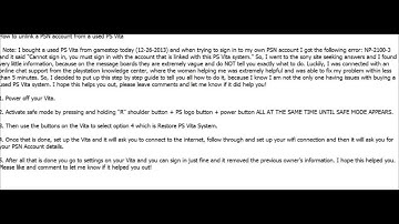 Unlinking a PSN Account from a Used PS Vita