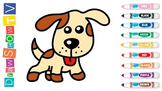 dog painting colored learning coloring draw markers