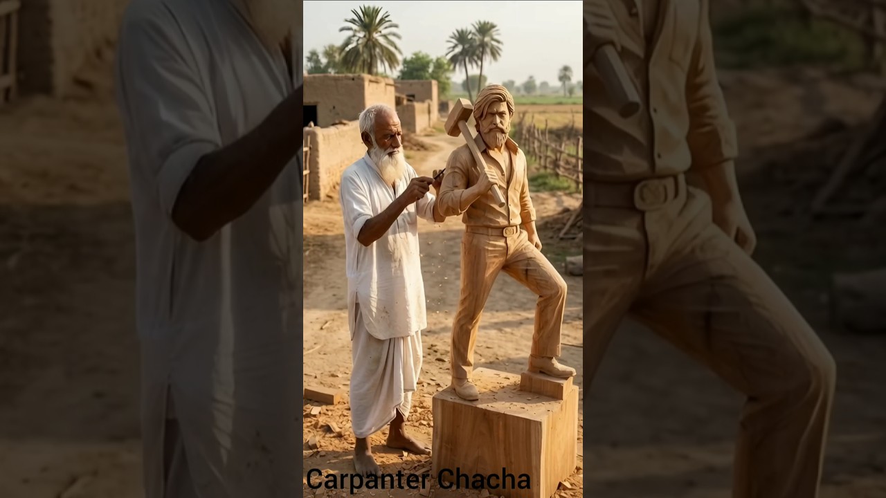 Ultra Realistic Wooden Statue Carving | Village Pakistani Carpenter Cinematic Art
