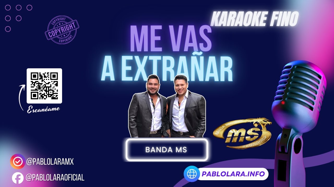 Banda MS – Me Vas a Extrañar (Karaoke Fino HD) | Pista Profesional para Cantantes