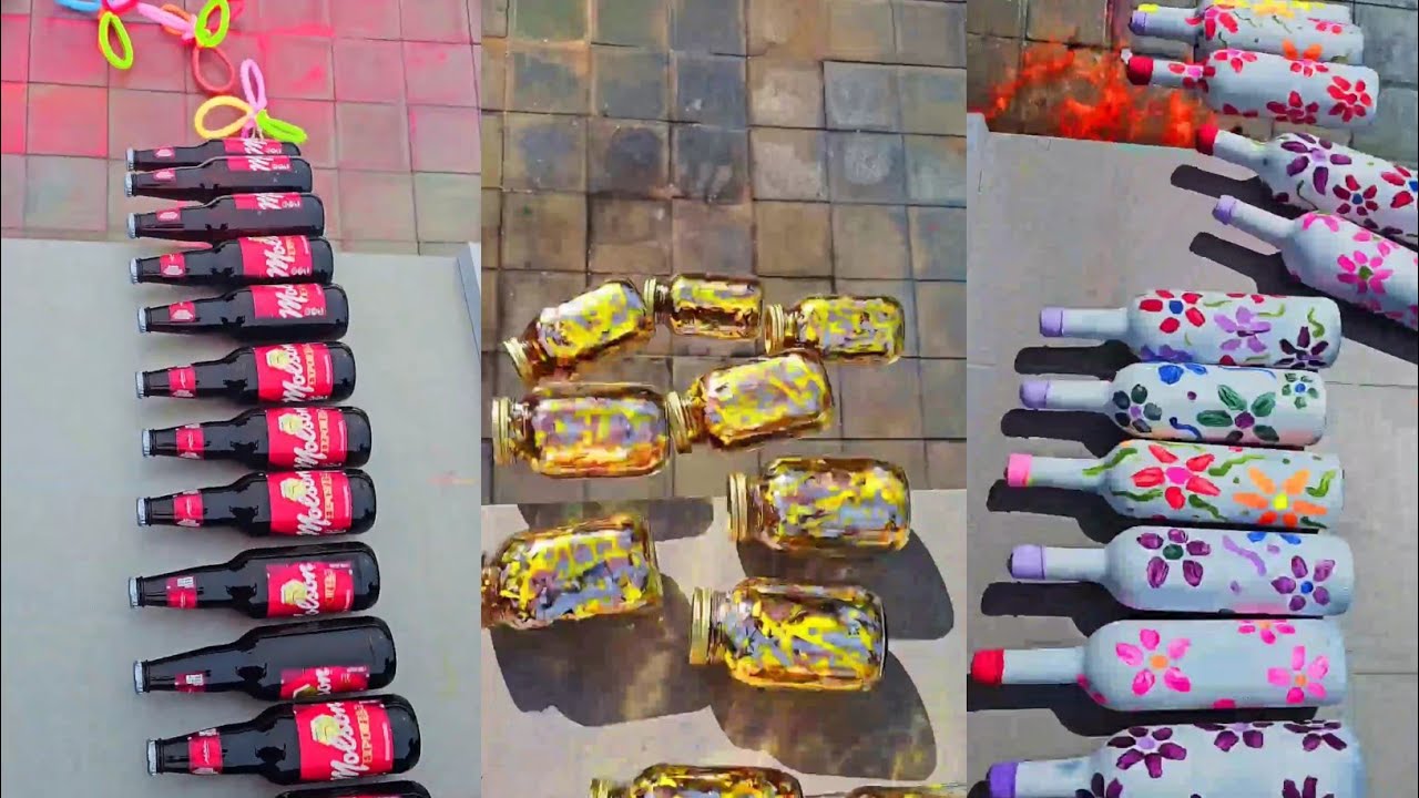 Breaking Glass Bottles /Breaking glass Glass Bottle & Balloon Drops | 🔥Crushing crunch & soft things