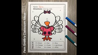 Thanksgiving Color By Code Know Your Colors Numbers and Letters Bundle