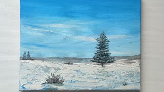 Peinture acrylique - paysage enneigé - Peinture pour débutant