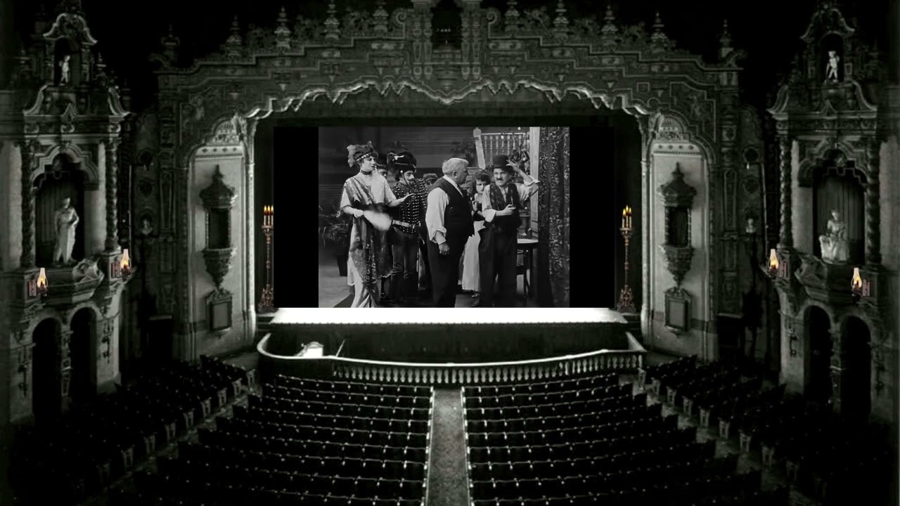 AMBIENCE | BLACK AND WHITE 1920'S SILENT MOVIE THEATER WITH BURNING CANDLES AND PHOTOPLAY MUSIC