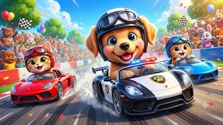 Cute Cats & Puppy Racing Cars 🐱🐶🏎️ | Fun Animal Adventure for Toddlers | Car Cartoon for Kids screenshot 3