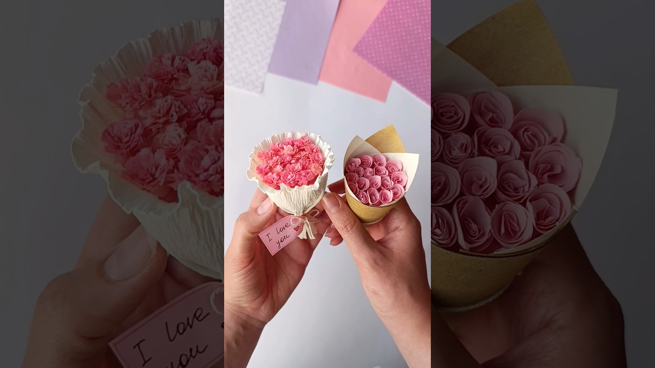 DIY paper flower bouquet mini #handmade #diy #craft #gift #diyideas #shorts