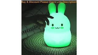 Deal Touch Sensor 9 Colors Rabbit LED Night Light Cartoon Silicone Bunny Table Lamp Bedroom Bedside screenshot 3