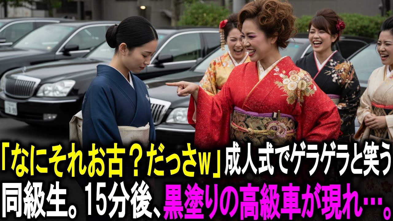 「なにそれお古？だっさw」成人式でゲラゲラと地味な着物を笑う同級生。15分後、黒塗りの高級車が現れ…。