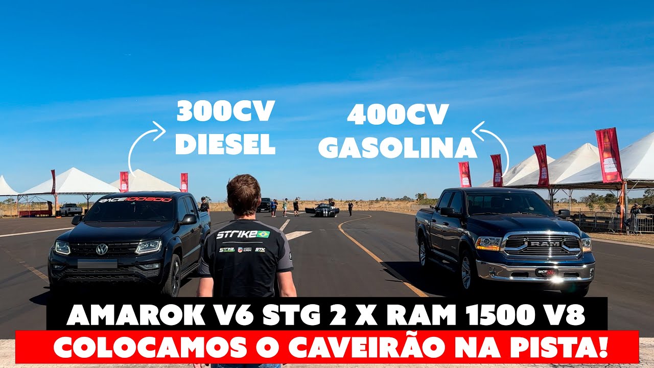 VW AMAROK V6 STG 2 X RAM 1500 CLASSIC V8 - DRAG RACE