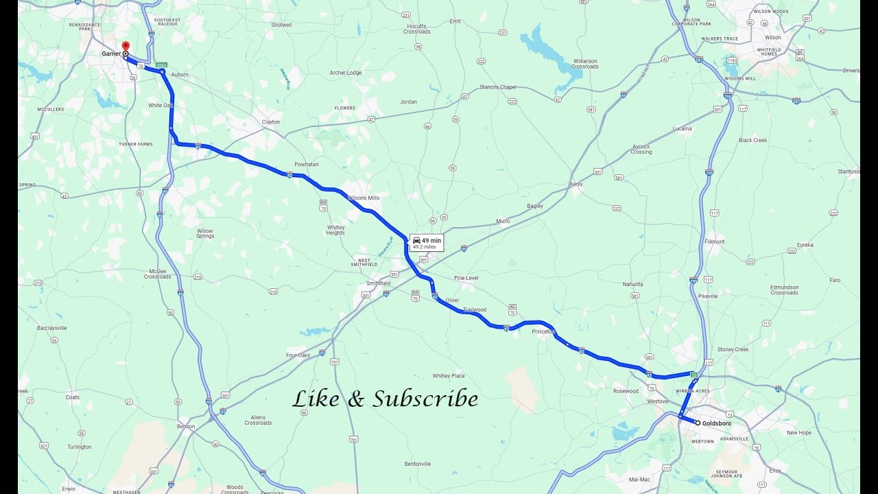 4k Drive from Garner, NC to Goldsboro, NC via interstate 795/42/40(rte