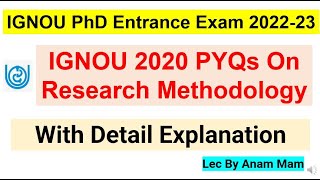 IGNOU PhD Entrance Exam 2022-23 | IGNOU 2020 PYQs | Research Methodology | Imp. MCQs
