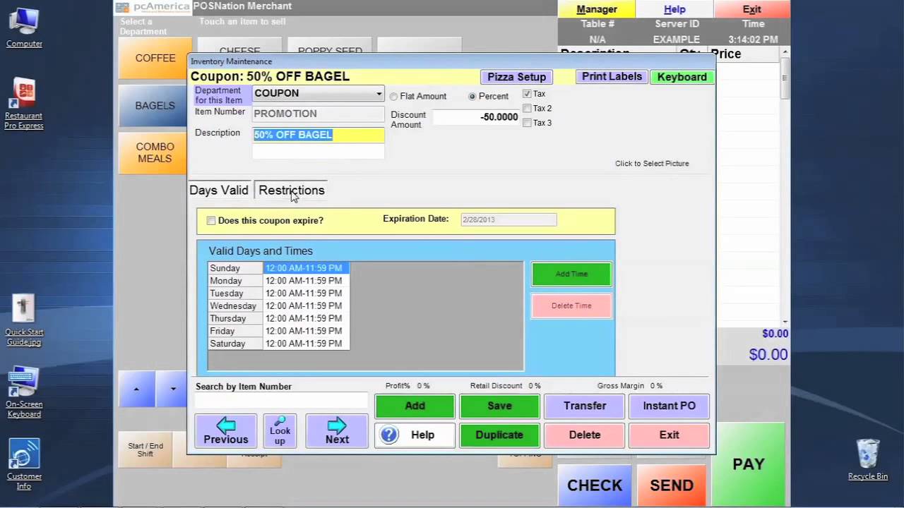 Restaurant Pro Express (RPE) - Creating Coupons