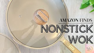 UNBOXING | Aesthetic Nonstick Wok #amazonfinds #unboxing #cooking #mealprep #aesthetic screenshot 4