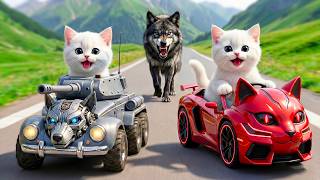 Mama Cat Trims Fur On The Farm And Makes Tiger Hat For Kittens At Home