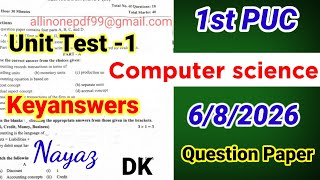 1st PUC Computer Science Unit Test 1 Question Paper 2026 with Answers