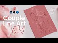 How to draw a line art couple picture  easy digital  art tutorial  valentines day art