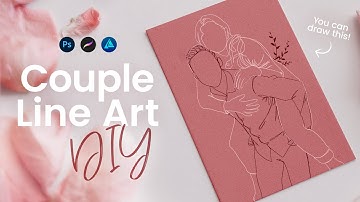 How To Draw A Line Art Couple Picture • Easy Digital  Art Tutorial • Valentine