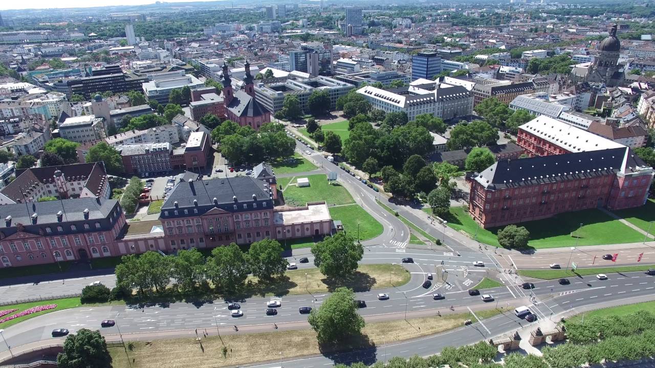 Mainz am Rheinufer und Mündung des Mains