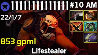 853 gpm! 11111111111111 #10 AM plays Lifestealer!!! Dota 2 - 8961 Avg MMR