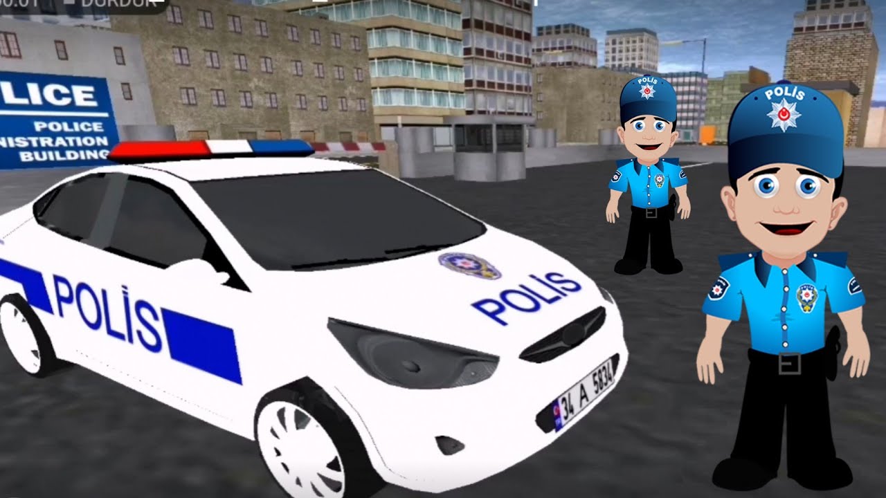 DİREKSİYONLU POLİS ARABASI SÜRME-ÇOCUKLAR İÇİN - YouTube