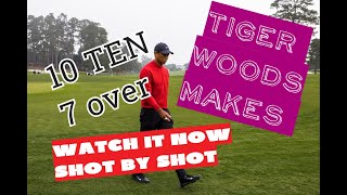 Tiger makes 10 shots and 7 over on Par 3, Hole 12 during Masters 2020. Shot by shot from Russia!