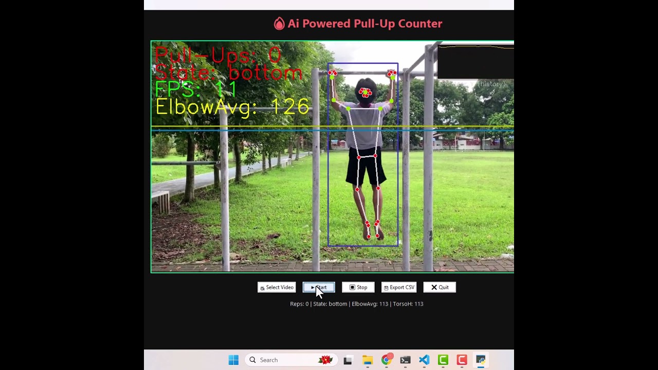 Pull-Up Repetition Counter using AI Pose Detection
