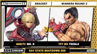 Gay State Beatdown 209 - Winners Round 2 - Mr. B (Shulk) VS Treble (Kazuya) - SSBU Singles