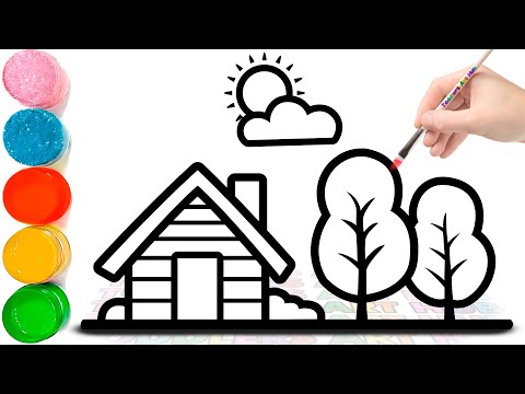 How to Draw a House Scene Easy for Kids | Step by Step Drawing Tutorial with Colors
