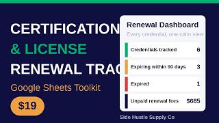 Certification & License Renewal Tracker Tour | Never Miss a Renewal in Google Sheets