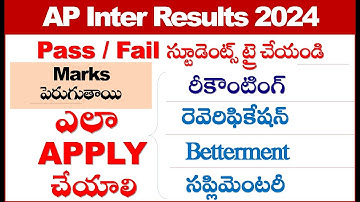 AP Inter Pass / Fail స్టూడెంట్స్ ట్రై చేయండి, Recounting, Reverification, Betterment, Supply
