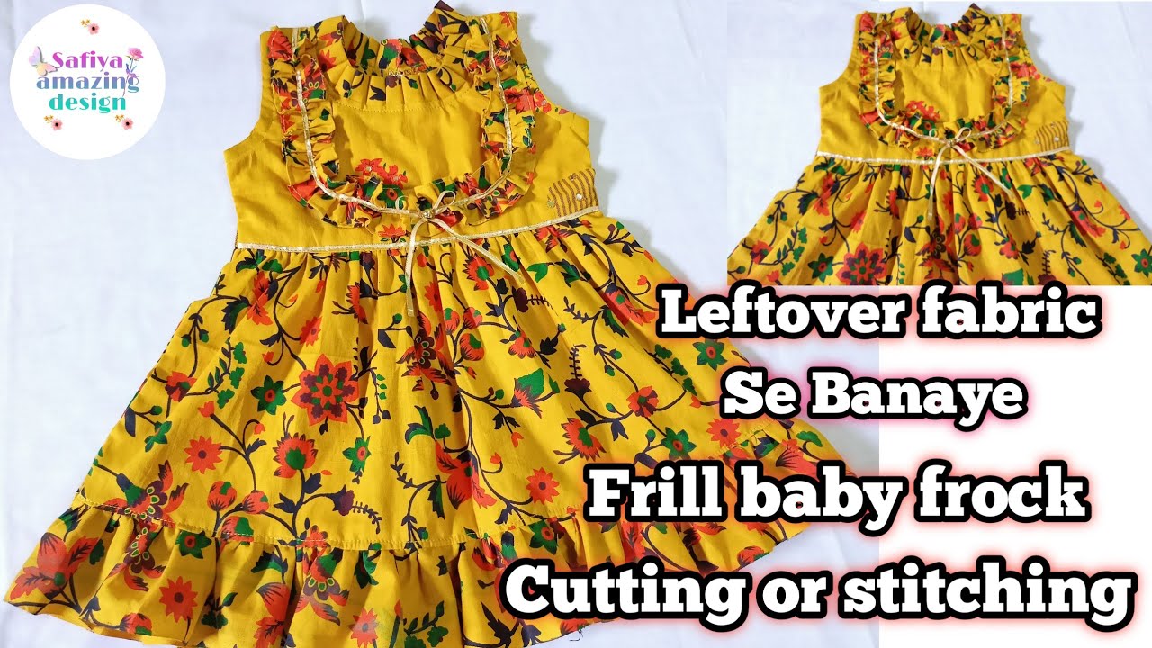 DIY Designer Frill Baby Frock cutting and stitching Full Tutorial - YouTube