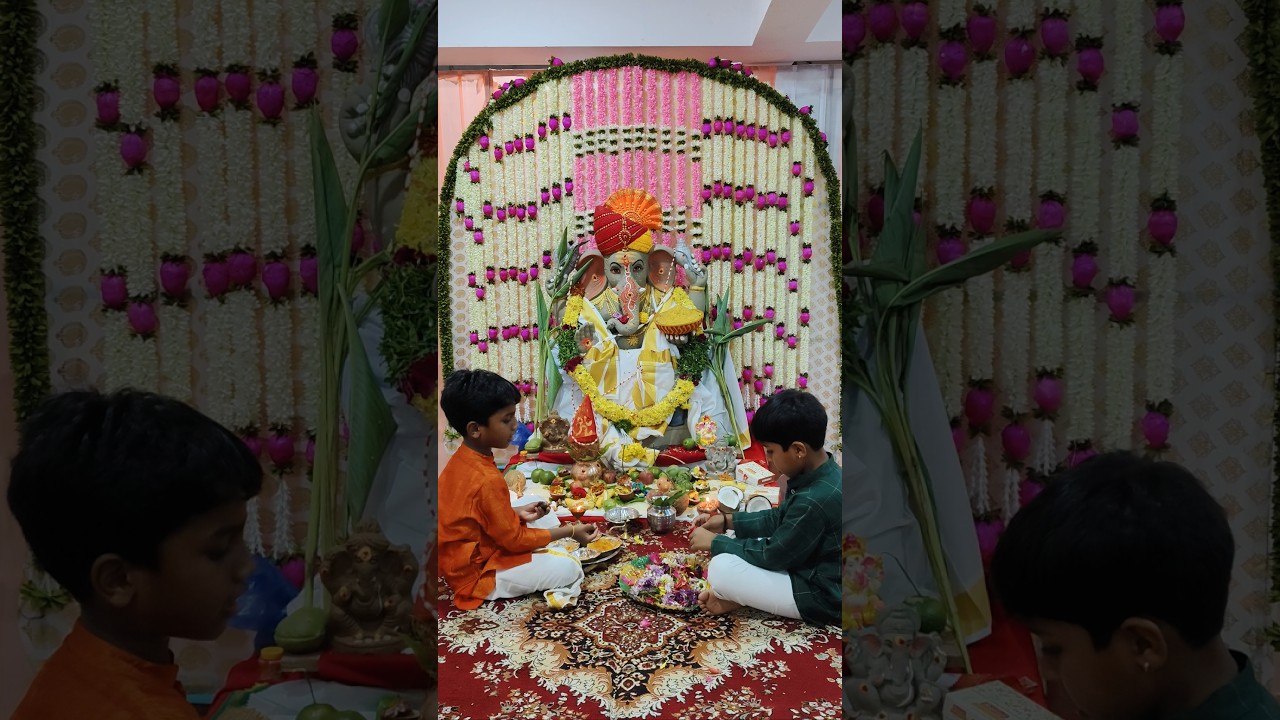 Kid's doing ganesh Pooja 2024 