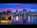 Views of beautiful cityscapes with 4k drone footage over relaxing soothing music