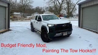 Cheap Mod! Painting The Tow Hooks On My 2024 Colorado TrailBoss!