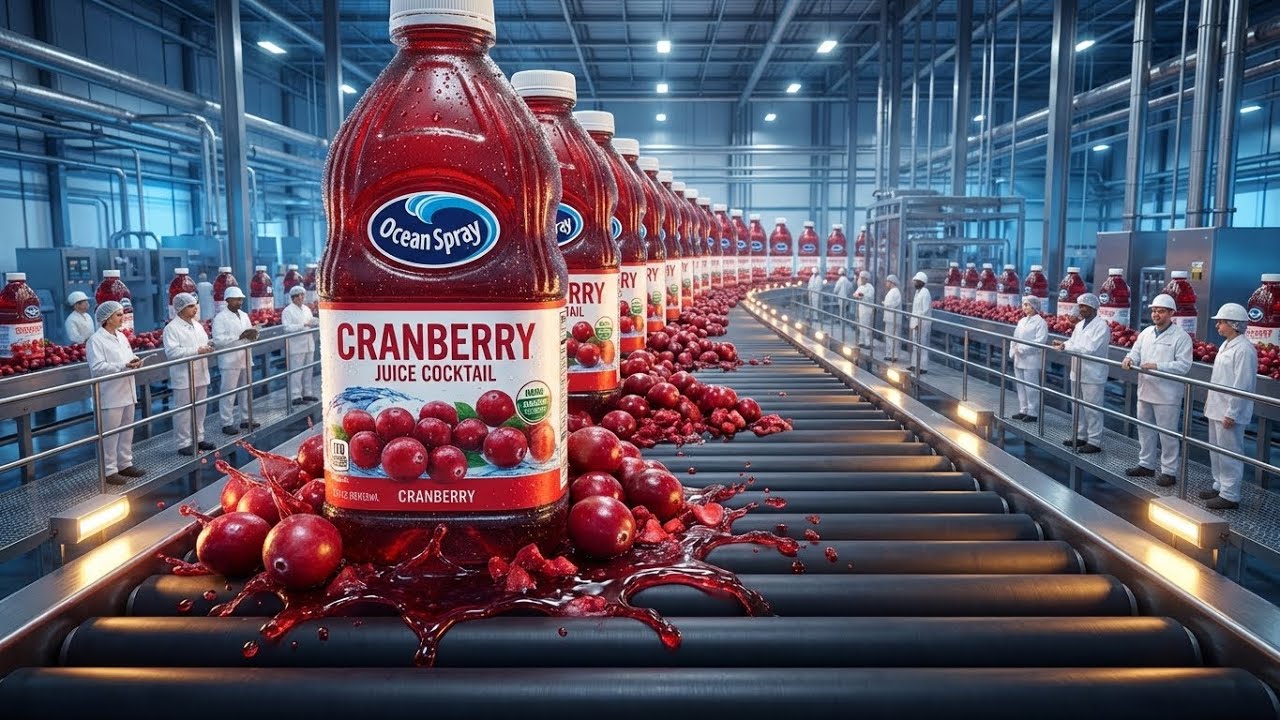 Inside Ocean Spray Cranberry Juice Factory Process | From Fresh Cranberries to Bottle