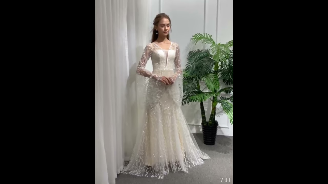 Elegant Champagne See Through Beach Wedding Dresses 2020