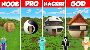 Sphere House Build Battle Challenge - Noob vs Pro vs Hacker vs God - Minecraft Animation