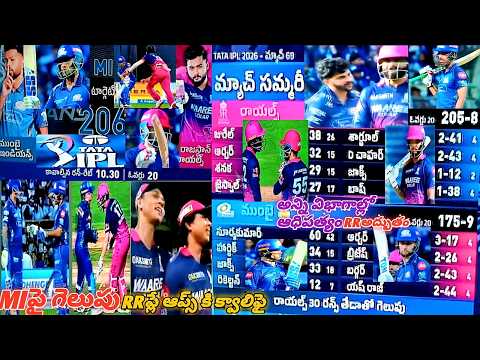 Tata IPL,season19,2026,match69,MI v RR,MIహోమ్ గ్రౌండ్లో జరిగిన మ్యాచ్ గురించి ఓవర్ టు ఓవర్ వివరిస్తూ