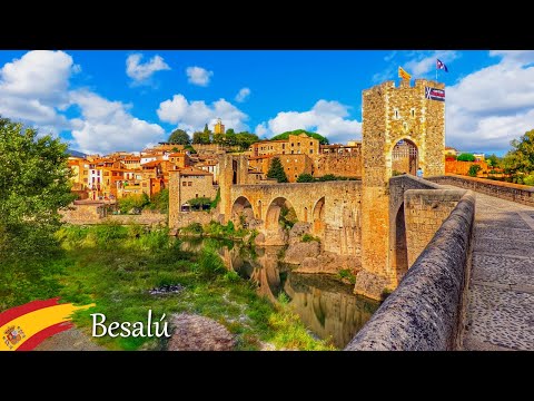 Besalú Spain 🇪🇸 Medieval Village Walk 🌞 Most Beautiful Villages in Spain 🌷 Walk 4K