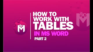 MS Word - Table Part 2