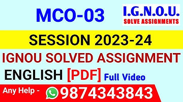 MCO 3 Solved Assignment 2023-24 English, MCO 3 Solved Assignment 23-24, MCO-03 Assignment