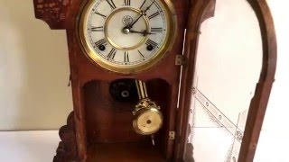 Vintage Waterbury Gingerbread Wooden Shelf Mantle Clock Antique Working Rare Old