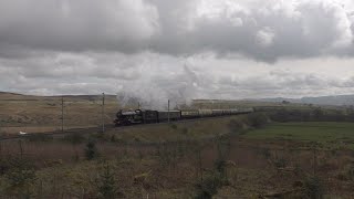 5043 'Earl of Mount Edgcumbe' & 34067 'Tangmere' Ascend Shap 16/03/2024