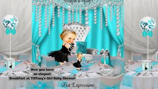 Breakfast at Tiffany's Girl Turquoise \& Silver Baby Shower Decorations DIY Tutorial