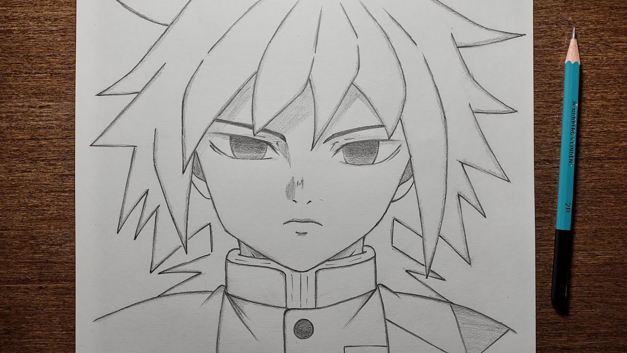 how to draw Tomioka giyuu stepbystep For beginners Demon Slayer