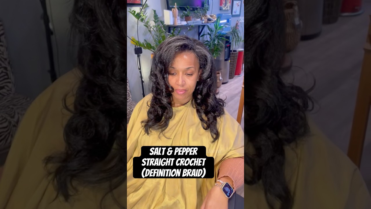Salt & pepper straight crochet braids. Hair used: Definition Braid by Afro Naptural 😮‍💨😍🤌🏾