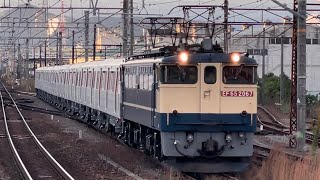 【12-881F  川崎車両出場新造甲種輸送】国鉄EF65形2067号機＋都営12-600形12-881編成が吉原駅に到着するシーン（8862レ・甲100）2023.12.2〜ジョイント音最高！〜