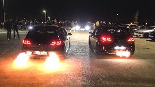 LOUDEST Rev Battle ever? EXTREME Loud Bangs 2X VW Golf 6 GTI